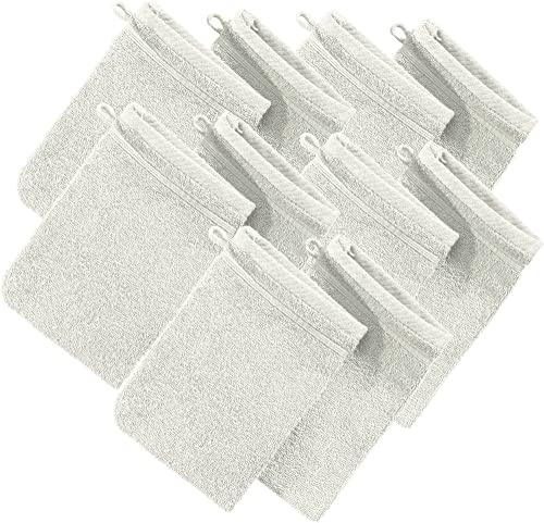 Erwin Müller Waschhandschuh, Waschlappen Heidelberg 10er- Pack, 100% Baumwolle Creme Größe 15x21 cm - weiche Qualität, saugstark und strapazierfähig - praktisch durch Schlaufe
