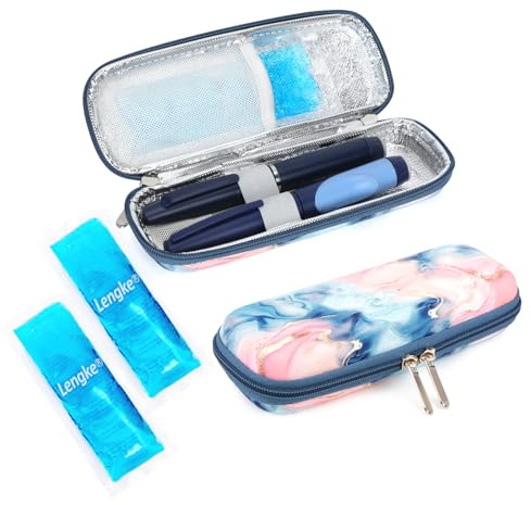 YOUSHARES Pochette Isotherme Insuline -Trousse Isotherme Medicament pour Stylo d'insuline, Seringues, Aiguilles et d'autres Accessoires Medicaux pour Diabétique avec 2 Poches de Gel (Rose Sable)