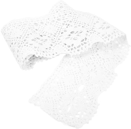 Nastro di Pizzo, 10 Yards Nastro di Pizzo 8 cm di Larghezza di Cotone all'Uncinetto Floreale per Confezioni Regalo di San Valentino Floreale Artigianato Fai da Te(Bianco)