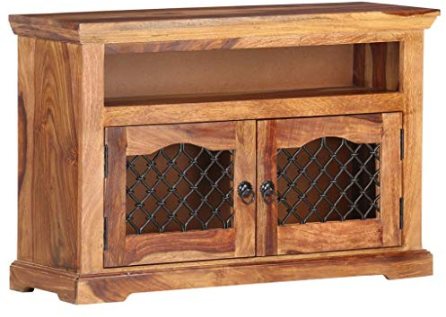 vidaXL Akazie-Holz Massiv TV Schrank mit 2 Türen 1 Fach Lowboard TV Möbel Board Fernsehtisch Fernsehschrank Sideboard 90x30x60cm