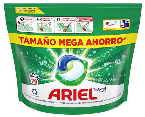 Ariel Todo En 1 PODS, Detergente Líquido Para Lavadora 140 Cápsulas Original Lavados, 5 Acciones, El embalaje puede variar