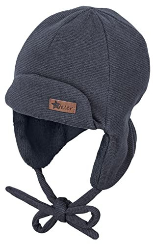 Sterntaler Baby - Jungen Mütze Baby Fliegermütze Streifen, Blau, 45