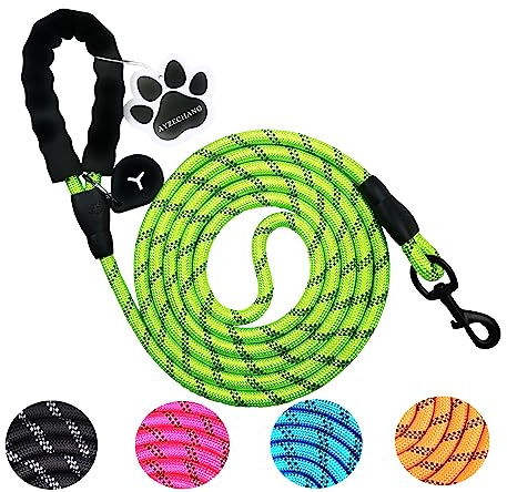 Starkes Hundeleine, 3M/2M,Geeignet für mittelgroße und große Hunde, Mit komfortablem gepolstertem Griff und hoher reflektierender Linie (Green, 2M×12mm)