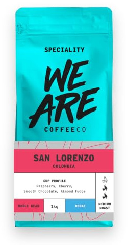 We Are Coffee Co - Colombia - San Lorenzo - Decaf Coffee Beans 1kg | Whole Bean | Medium Roast | 100% Arabica | Freshly Roasted in the UK