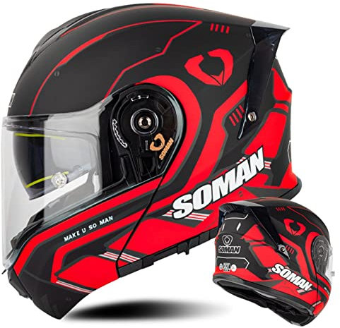 Motorradhelm Klapphelm Integralhelm Mit Doppelvisier Sonnenblende Rollerhelm Sturzhelm Für Damen Herren Erwachsene ECE Zertifiziert Modularer Full Face Motocross Helm 4,4XL