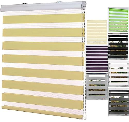 Tragbare Verdunkelungsrollo 30x340cm Höhe Stufenlos Verstellbar Rollo Seitenzugrollo,Fenster Verdunkelung mit Bohren für Fenster und Tür, Beige