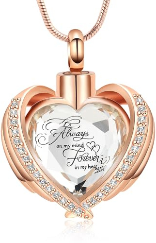 Minicremation Einäscherungsschmuck für Asche Anhänger - Kristall Herz Urne Halskette mit Mini Keepsake Urne Memorial Asche-Schmuck