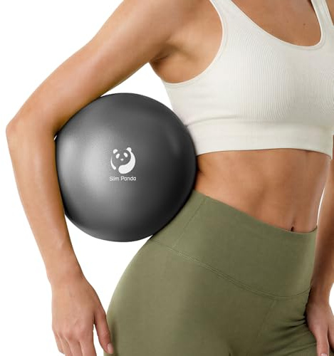 Slim Panda Pilatesballong, 23 cm anti-slip gymnastikboll med uppblåsningssugrör, mjuk yogaboll balans för seniorterapi, fitness, balansträning (svart)