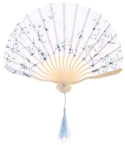 IMIKEYA Handfächer Hochzeit Weiß Seiden Faltbarer Hochzeitsfächer Alter chinesischer Fächer Sommer Handfächer eleganter Party Faltbar Fächer