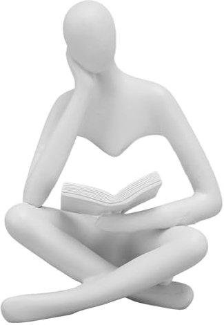 Statua del Pensatore, Statuetta in Resina Per Donne Che Leggono, Scultura di Arte Astratta, Ornamento da Scrivania Per La Decorazione della Libreria della Camera da Letto, Soggiorno di Casa(Bianco)
