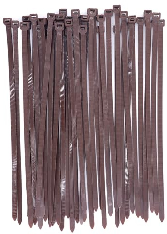 QXthousand - Heavy Duty Plastic Cable Ties Outdoor 12 Inch 50 Pcs Brown Thick 0.3 Inch 120 lbs