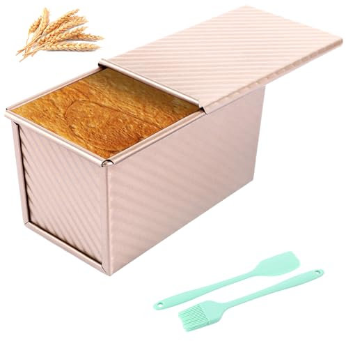 WOPPLXY Toastbrot Backform mit Deckel, 550g Kastenform mit Deckel, Antihaftbeschichtung Toastbrotform für Toast, Kuchen, Brote (Roségold)
