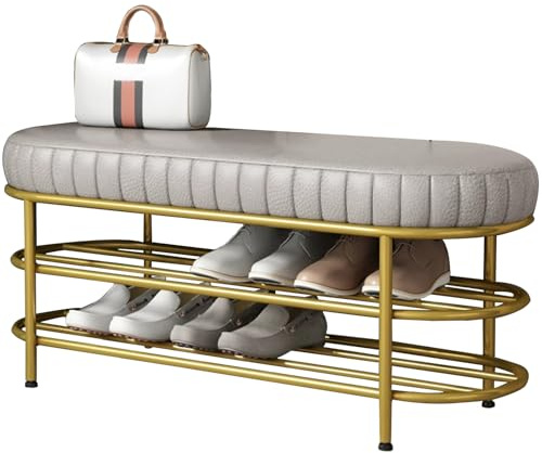 AnYaBinni Metall Schuhregal, Schuhregal aus Metall mit Sitzbank, Sitzfläche, Sitzbank mit Stauraum, Garderobenbank für Schuhaufbewahrung für Wohnzimmer, Flur, 60~120 * 37 * 47 cm
