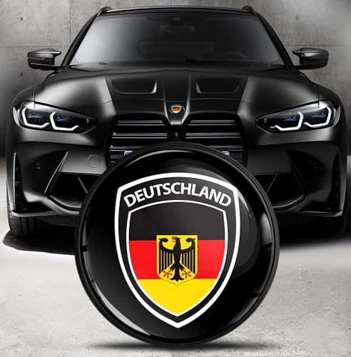 Biomar Labs Emblem 82mm Schwarz kompatibel mit BMW für Motorhaube und Kofferraum passend für OEM 51148132375 (Germany Flagge EO 3 - O)