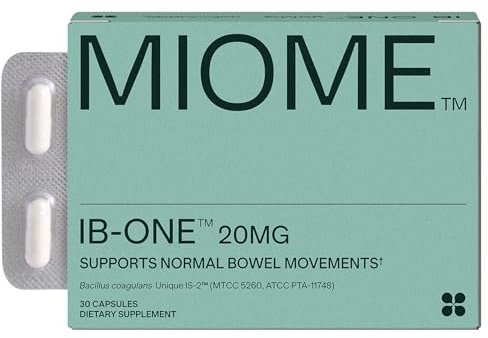 MIOME IB-ONE Probiotic - Clinically Studied Bacillus Coagulans Unique is-2 Constipation & Bowel Movement Supplement - Low FODMAP, Gluten Free & 3rd Party Verified - 30 Capsules