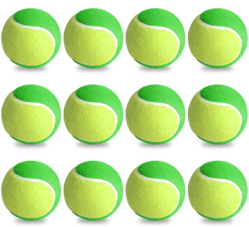 12 stycken tennisbollar Stage1, träningsbollar 25 % tryckreducerad tennisboll nybörjare tennis träningsbollar barn tennisbal metdikbollar för barn/nybörjare/husdjur, grön