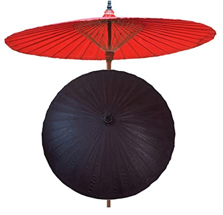 Vintage runder Sonnenschirm mit handgefertigtem Wachstuch, klassischer Bambus-Gartenschirm für den Außenbereich, tragbarer Strandschirm mit regenfestem Schutz, ideal für Terrasse, Terrasse, Pool und