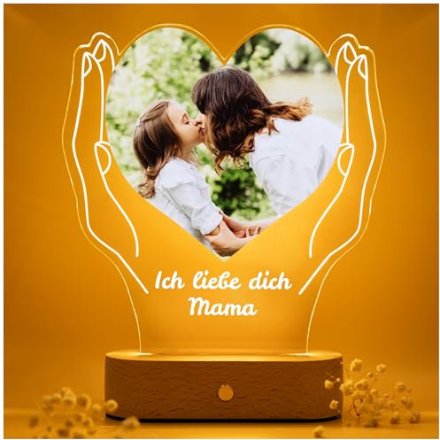 Geschenkfreude personalisiertes Acrylglas Bild mit Foto Nachtlicht - Fotogeschenke mit eigenem Foto - Geschenke für Mutter Deko - personalisierte Geschenke Mama Weihnachten - Geschenkidee Mama