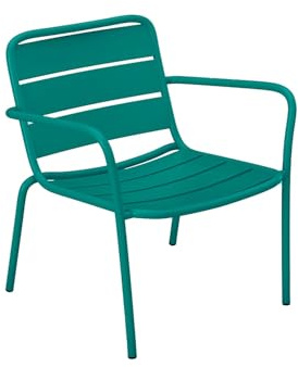 Vente-unique-Gartensessel niedrig & stapelbar - Metall - Blau - MIRMANDE von MYLIA