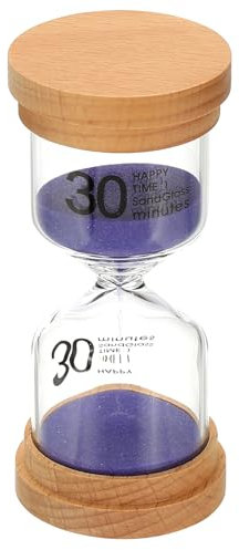 PATIKIL Clessidra A Sabbia Da 30 Minuti, Orologio A Sabbia In Legno Vetro Borosilicato Clessidra Orologio A Sabbia Per Giochi, Aula, Cucina, Ufficio, Decorazione Casa, Viola