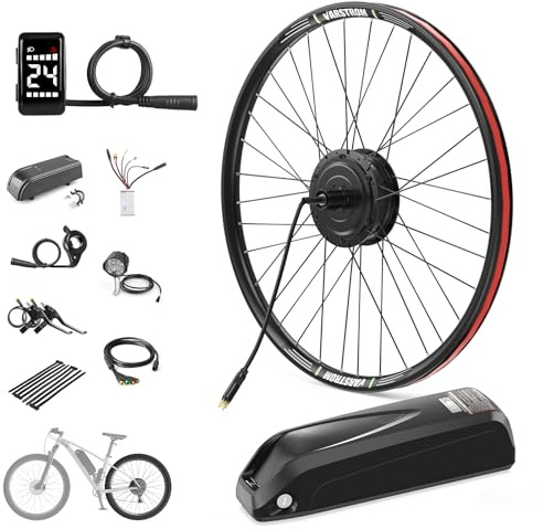 Varstrom Ebike konverteringssats 250 W med batteri 36 V24 Ah underrör batteri 26/28 tum Ebike konverteringssats E-cykel bakhjul borstlös motor elcykel konverteringssats för skivbroms cykel