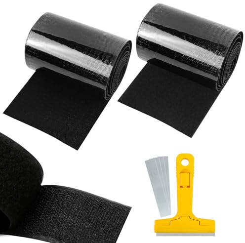 Klettband Breit, Klettstreifen Selbstklebend, Freischneiden Klebepads Doppelseitig, 11 cm × 2 m Klettband Beidseitig, 3M Dual Lock für Stoff Couch, Extra stark Breit, Schwarz