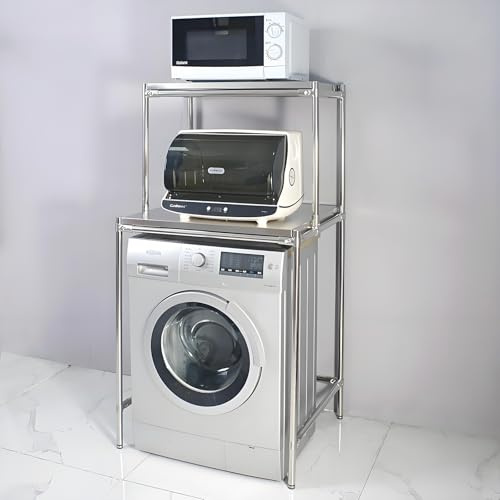 Scaffale Lavatrice In Acciaio Inox,Mobile Porta Lavatrice E Asciugatrice,Mobile Colonna Lavatrice Asciugatrice,Tamburo Lavastoviglie Ripiano Di Stoccaggio,Per Bagno(28 * 19.6 * 56in/71 * 50 * 142)