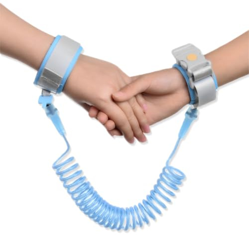 XYTAHDM Pulseras Identificativas de Niños,Correa de Seguridad para Niños Antiperdida 1,5 M, Pulsera Niños Antiperdida con Bloqueo del sensor,Ajustable Arnés de Seguridad Bebé al Aire Libre(Azul)