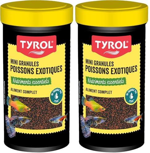 Tyrol - Mini-Granulés pour Poissons - Nourriture Poisson Aquarium - Nourriture pour Poissons Complète à Base d'Ingrédients de Qualité - A Base de Vitamines et Oligo-Eléments - 100Ml (Lot de 2)