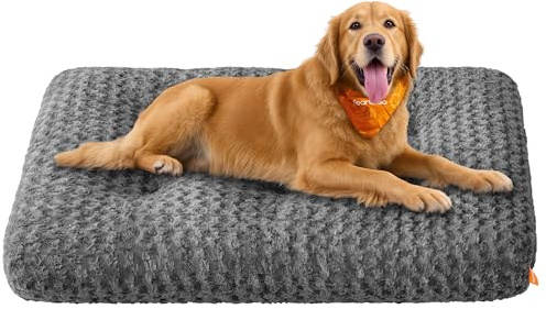 Feandrea Panier pour Chien, Taille XXL, pour Grands Chiens, Lit pour Animaux, Tissu Peluche, 122 x 74 cm, Rembourrage Doux, Lavable, Antidérapant, Gris Ardoise PGW294GN01