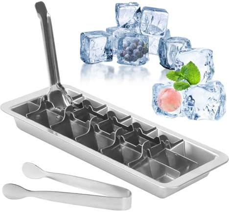 Isbitsform, rostfritt stål, isbitsform med spakinsats för enkel, isbitsform metall med klämma, retro isbitsbehållare för cocktail, frys, whisky, choklad, vin