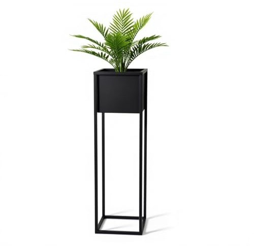 FRAMADO - Pflanzenständer Reno - 21x21x70cm - Farbe Schwarz - für Zimmerblumen - Metallregal - Dekorativer Tisch - Blumenständer - für Zimmerecke, Wohnzimmer, Balkon