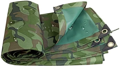 450g/m² Camouflage Tarpaulin Heavy Duty Camo Tarp Sheet Waterproof Outdoor Furniture Caravan Protective Cover Tarp Tent with Metal Grommets and Reinforced Edges(3x4m)