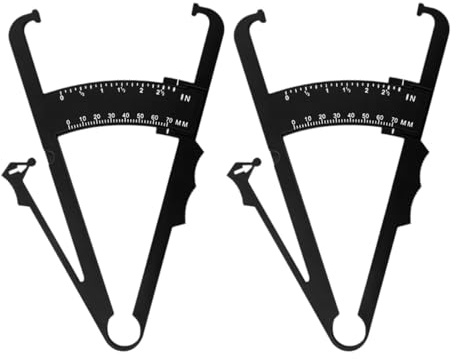 harayaa 2 Pinzas para Pliegues Cutáneos, Instrumento de Medición de Pliegues Cutáneos con Kit de Seguimiento de Corporal Y Cinta Métrica, Apto para Todos, Doble Escala Negra