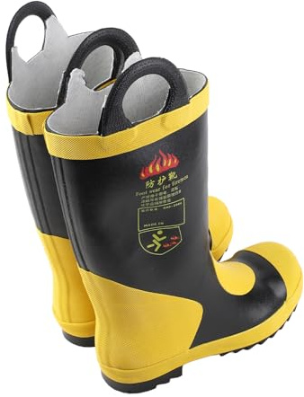 LUCKDANO Botas de Bombero, Botas de Trabajo Fire & Bots con una Fuerte Practicabilidad de Goma de Emergencia para Ayuda de Emergencia, Aventura Al Aire Libre y Otros Proyectos (44 tamaño)