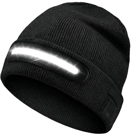 tlidfgeo Mütze mit LED Licht, Beanie mit Licht für Männer/Frauen, Wintermütze mit Dickem Warmen Futter, LED Mütze Geschenke für Männer Weihnachten