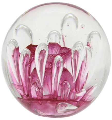 Générique Presse Papier Boule en Verre Sulfure de 8cm Décoration Couleur Rose