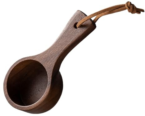 Cuchara de café de madera de nogal - diseño resistente con mango corto ergonómico, utensilio versátil para porciones precisas | accesorio sostenible para cocina, repostería, infusiones y mezclas seca