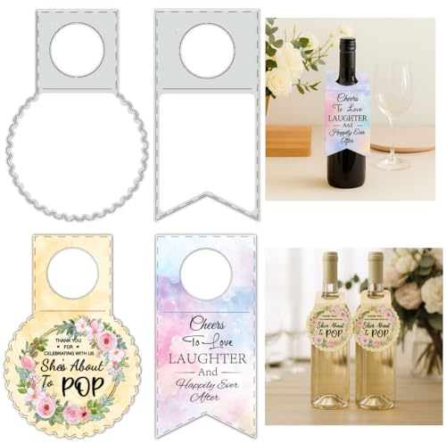 UNICRAFTALE 2 Pièces Découpoirs Métal Étiquettes Bouteille Modèles Découpe 3D Gaufrage Gabarits Émoussés Étiquettes Cadeau pour Scrapbooking DIY Cartes Déco Album Photo Journal Papeterie