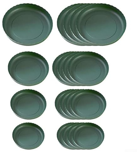 Filteilect Sottovaso circolare per piante, 20 pezzi, 16, 18, 20, 22 cm, base in plastica verde, per vasi da fiori, piante grasse, erbe, protezione impermeabile per il pavimento