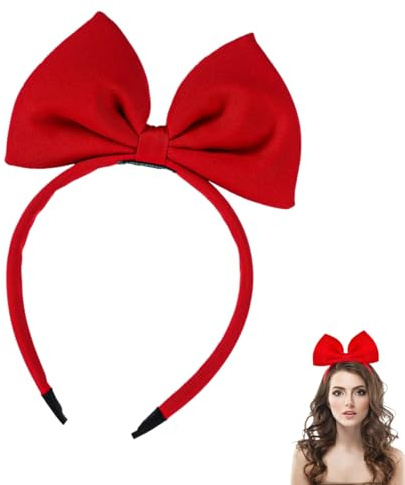 Cerchietto per Capelli con Fiocco Rosso,Fascia Testa,per Donne,Ragazze e Bambina,Accessorio per San Valentino,Halloween,Feste e Cosplay(rosso)
