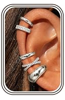 MILACOLATO 5 Paia Ear Cuff Orecchini Senza Buco Donna Regolabile Orecchini Clip Oro/Argento Earcuffs Donna Orecchino Finti Non Piercing per Helix Cartilagineb per Ipoallergenici di Gioielli-BS