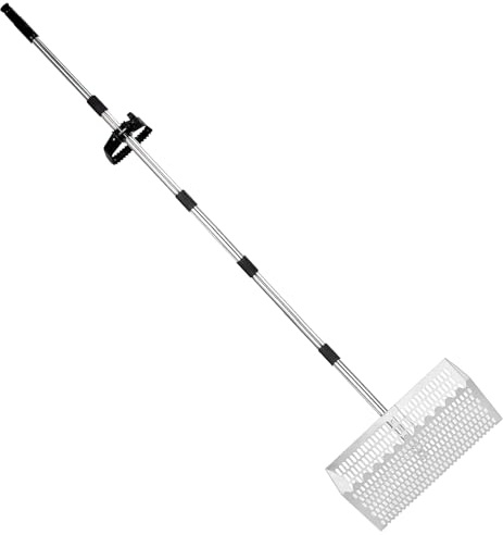 Loyimioo Sammankopplingsbar Sandrake Med 5 Delar Rostfri Stål Med Monteringsverktyg Längd Justerbar 42–174 Cm Nät 2×0,7 Cm För Skaldjursjakting Sandloppa Och Trädgårdsarbete
