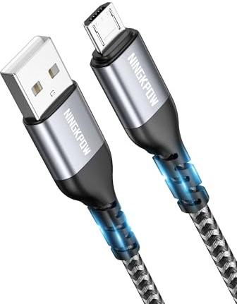 Micro USB Kabel, [1M] Nylon Micro USB Ladekabel High Speed Android Handy | Ladekabel für Samsung Galaxy S7/ S6/ S4/ J7/ J5/ Note 5, Huawei P Smart, Redmi, Kindle, Wiko - Grau