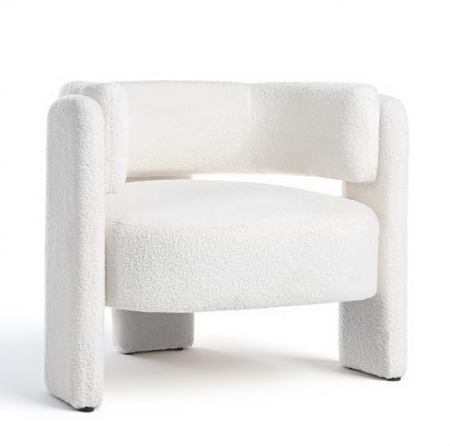 DARDVORLAG Sessel Beige Wohnzimmer, Lounge Sessel Modern, Teddy Bouclé Polstersessel mit Weicher Polsterung und Armlehnen, Komfortabler Accent Chair für Wohn-, Schlaf- und Arbeitszimmer