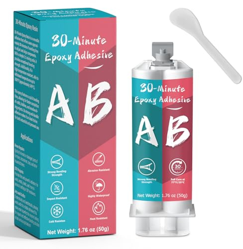 LAMXIN Pegamento epoxi transparente de 2 componentes con accesorios para metal, madera, vidrio, cerámica y plástico (50 ml)