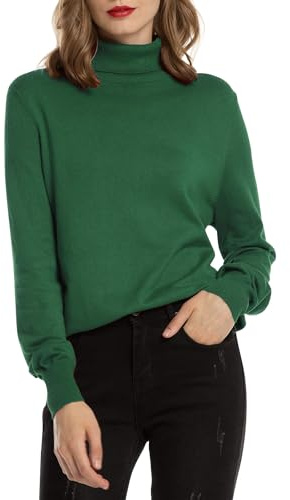 Woolen Bloom Jersey Mujer Cuello Tortuga Suéter Camiseta Manga Larga Camisa Invierno Jersey Basico Suelto Sudadera de Punto Tops Pull-Over Suéter Mujer Primavera Otoño