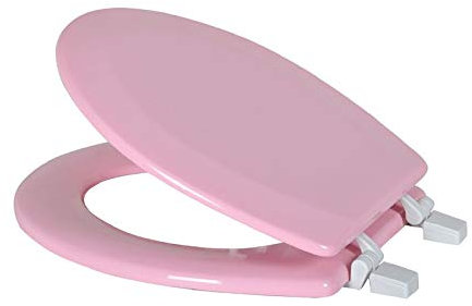 J&V Textiles Toilettensitz aus Holz, rund, mit abgeschrägtem Rand, Rosa