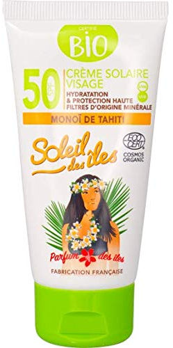 Soleil des îles - Crème solaire visage BIO au monoï de Tahiti SPF50 - 50 mL SOLEIL DES ILES