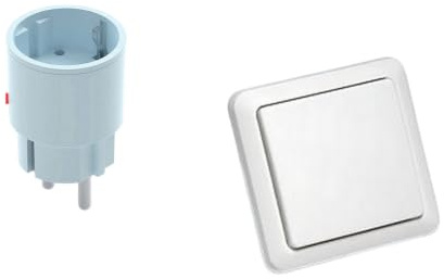WeBaSo AWST-DIR Funk-Set - Wandschalter mit Timer + Zwischenstecker | Sparset-4e, Count-Down-Timer 5/30Sek.-2/10/30 Min.-1/3 Std., DIR Funkschalter-Zwischenstecker, 2300W